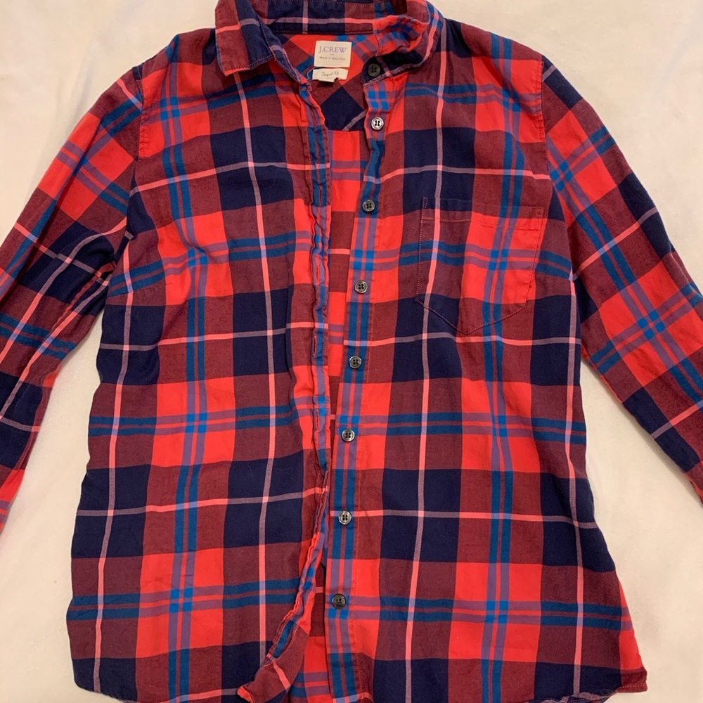 J. Crew red and blue button down/flannel
